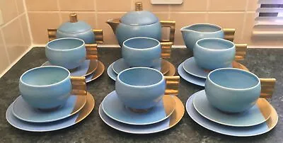 Buy Art Deco BLUE & GOLD Moderne CARLTON WARE 6 Setting CUP TRIOS TEASET & TEAPOT • 800£