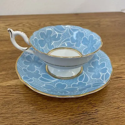 Buy Pretty Blue And Gold Floral Pattern Vintage Coalport Footed Tea Cup And Saucer • 19.99£