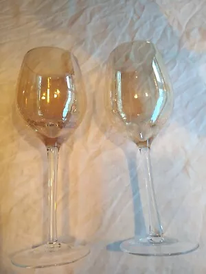 Buy PIER 1 IMPORTS Golden Amber Luster Crackle Glass Wine Glasses Set Of 2 • 31.88£