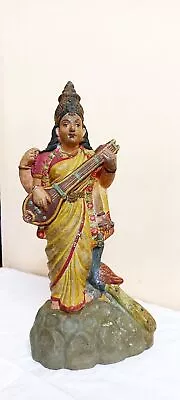 Buy 16  Antique VTG Old Pottery Terracotta Mud Goddess Saraswati Figure Idol Statue • 301.64£