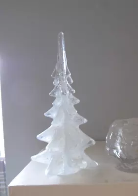Buy Solid Clear Glass Christmas Tree With Snow • 25£
