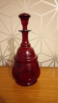 Buy Vintage Cranberry Glass DECANTER HAND MADE MUST SEE • 20£
