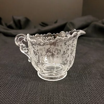 Buy Elegant Vintage Glassware Floral Etched Creamer Clear Glass  • 11.81£