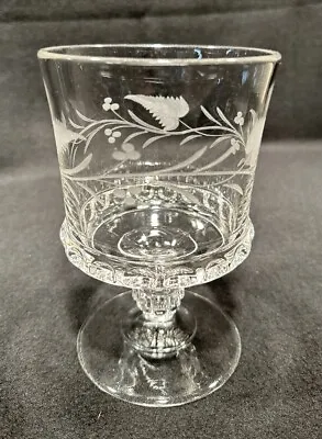 Buy 1880s EAPG Pattern Glass Ripley Dakota Baby Thumbprint Fern Berry Goblet • 19.87£