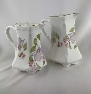 Buy Fenton China Company - 2pc Floral Bone China Jugs - Excellent Used Condition • 18£