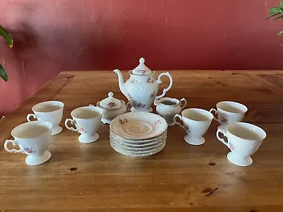 Buy WAWEL 17 PIECE PEONY And ROSE CHINA TEA SET MADE IN POLAND • 47.25£