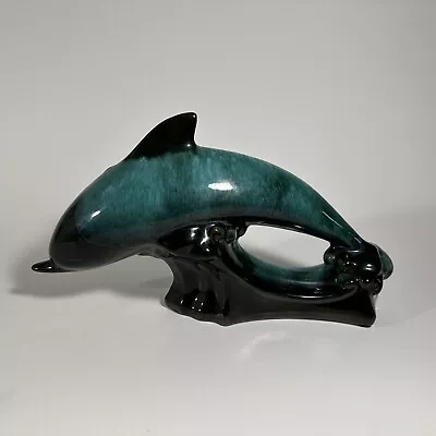 Buy Blue Mountain Pottery Teal Green Black Wave Jumping Dolphin - Made In Canada • 23.02£