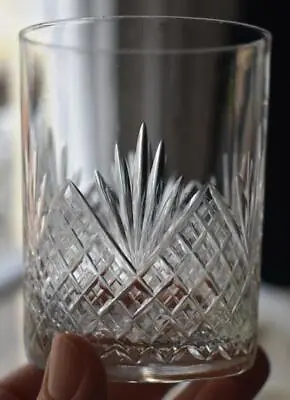 Buy Lovely Fan Cut Crystal Short Flat Tumbler Or Double Old Fashioned Glass - Have 7 • 17.25£