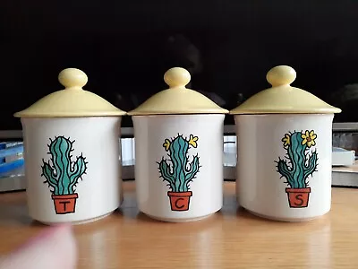 Buy Hornsea Pottery CACTUS Tea Coffee Sugar Storage Jars Containers  Canisters -RARE • 89.99£