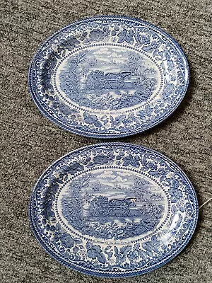 Buy Vintage Ironstone Blue & White Transferware  Platters - Summer On The Farm • 25£