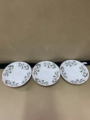 Buy Crown Staffordshire Vintage Fine Bone China England X3 Saucer Plates Blossom • 9.99£
