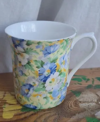 Buy Queens China Tea Coffee Mug Crownford Staffordshire Blue Yellow Flowers White • 8.99£