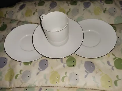 Buy Thomas Rosenthal Germany 1 X Cup And Saucer - Thin Silver Line + Two Saucers • 6.99£