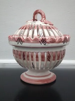 Buy Painted Cut-Out Bowl Covered Ceramic Signed NABEUL TUNISIE Orientalist Pink Art  • 16.99£