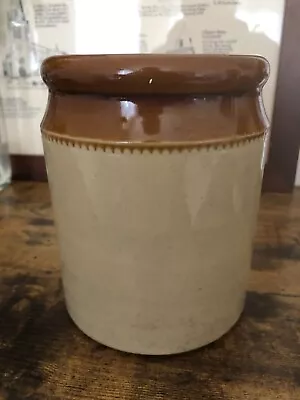 Buy Vintage Stoneware Cream & Brown Salt-Glazed Medium Storage Jar Kitchen Utensils • 14.99£