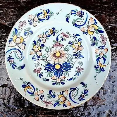 Buy Mid 18th Century English Antique Delftware Polychrome Plate, Lambeth, London • 275£
