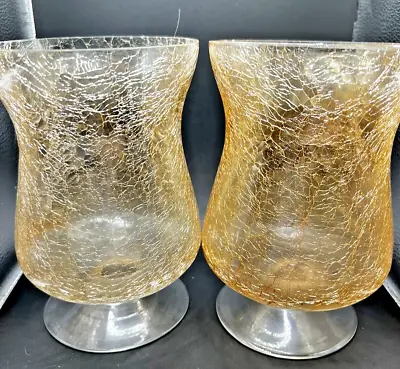 Buy Vintage Gold Cracked Glass Candle Holders • 13.45£