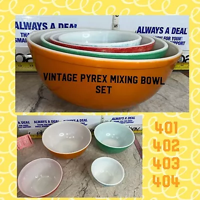 Buy Vintage Pyrex Set Of 4 Primary Colors Nesting Mixing Bowls 401,402,403,404 • 153.48£