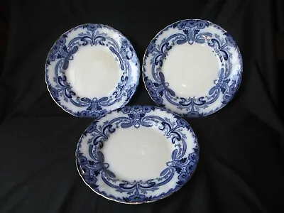 Buy Burgess & Leigh Middleport Pottery,3 Medium Luncheon Plates, Flow Blue ,Burleigh • 45£