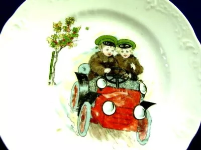 Buy Antique Three Crown China Childs Children's Plate - Car Auto - Germany 1905-1915 • 33.20£
