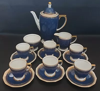 Buy Spode Copeland Ryde Y3134 Complete Tea Set Blue Gold Victorian Teapot Cups Etc • 200£