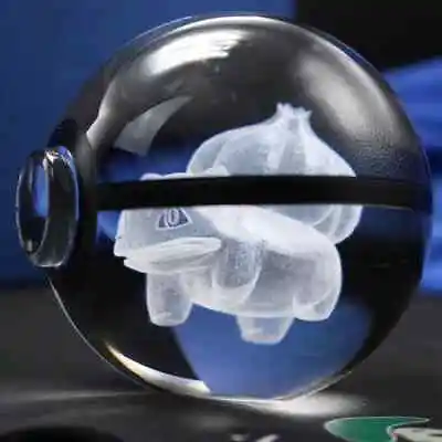 Buy Pokemon Glass Crystal Pokeball With Light-Up LED Base Ornament 80mm XL Size • 41.99£