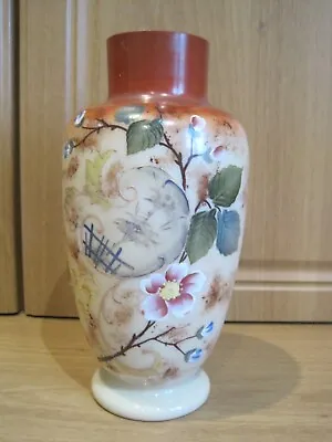 Buy Large Antique Opaline Glass Vase In Good Condition 9 1/2 Inches Tall • 5£
