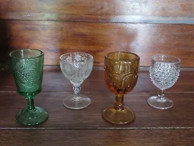 Buy Lot Of 4 Antique Cordial Glasses - Each One Unique • 16.60£
