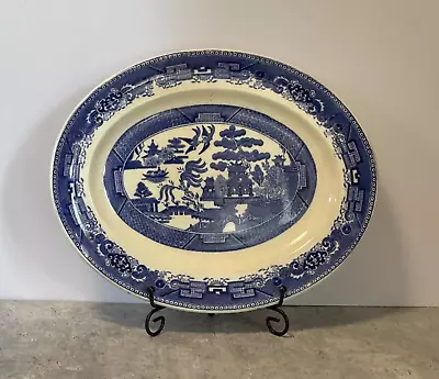 Buy Vintage Serving Plate Platter Blue Willow Victoria Fenton Staff Pottery 1949 12  • 20£