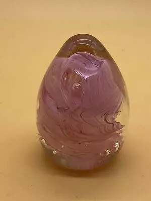 Buy Beautiful Alum Bay Glass Solid Egg Shaped Clear & Pink Swirled Paperweight • 16.19£