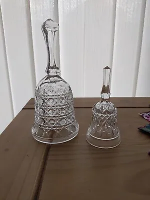 Buy 2 Beautiful Vintage Crystal Ornamental Bells.  Excellent Condition.  • 4£