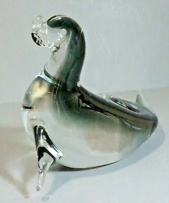 Buy Vintage Crystal Sea Lion Paperweight Smoked & Clear Glass Ornament Walrus Seal • 39.99£