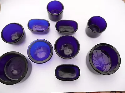 Buy Job Lot Of 10 Colbalt Blue Glass Liners For Condiments • 11.99£