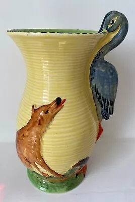 Buy Burleigh Ware Vintage Ceramic Jug 1930s Hand Painted Stork And Fox With Bullrush • 90£