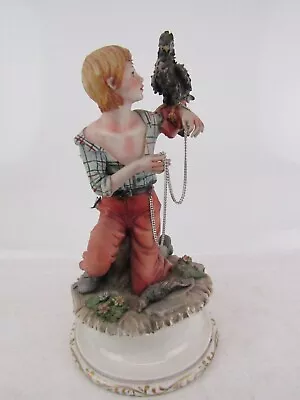 Buy Capodimonte Figurine Of A Boy With A Bird Of Prey By Maria Augelo Height 11  • 15£