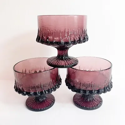Buy Set Of 3 Tiffin Franciscan Madeira Amethyst Purple Sherbet Glasses Cups Bowls • 37.95£