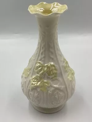 Buy Vintage Belleek Pottery Grape Vine Vase Yellow 7th Gold/Brown Mark 1980-1992 • 13.50£