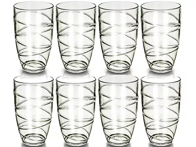 Buy Livivo 4/8/12 Deluxe Swirl Plastic Acrylic Hi Ball Tumblers Lrg Drinking Glasses • 16.99£
