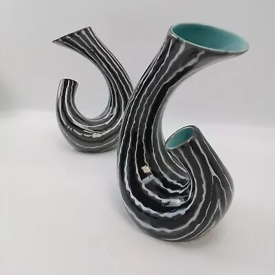 Buy 2x Beswick Horizontal Stripe Zebra Vases 1357 Albert Hallam Jim Hayward 50s RARE • 49£