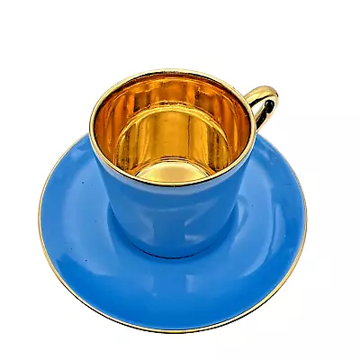 Buy Crown Devon Fieldings Demitasse Cup And Saucer Blue & Gold - Made England • 18.22£