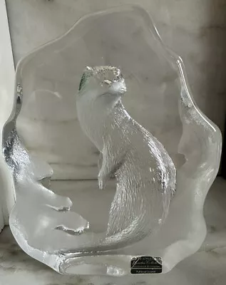 Buy Mats Jonasson Lead Crystal Otter Sculpture  Paperweight Sweden Signed Mint • 20£