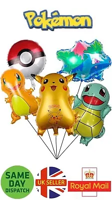Buy Pokemon Balloons 5pcs Birthday Party Decoration Pocket Monster Starter UK SELLER • 5.99£