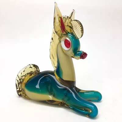 Buy Art Glass Blown Horse Ornament Green Colourful Pony Animal Figurine Decor -CP  • 9.99£