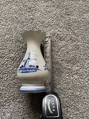 Buy Vintage Delft Blue &White Windmill Vase Hand Painted Porcelain. Designed By TS. • 2.50£