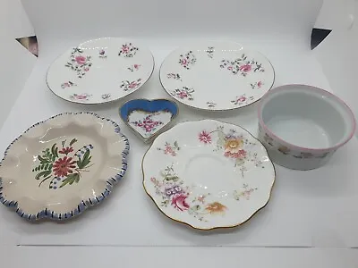Buy 6 X Vintage China Pieces Pink Floral Crown Staffordshire • 4.50£