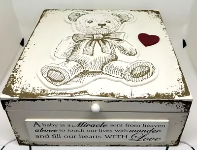 Buy Keepsake Box Teddy Bear & Verse Heart Wood Memory Fenton China Global Designs • 9.95£