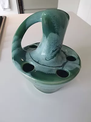 Buy Kad-Yad Israeli Studio Art Pottery 60s/70s Large Green Lava Glaze Twisted Vase  • 35£