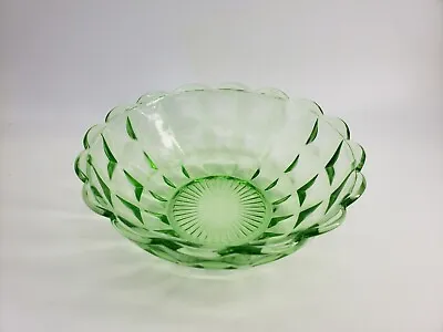 Buy Vintage Vaseline Glass Bowl Square Pattern 7.5in Round Low Glow • 26.77£