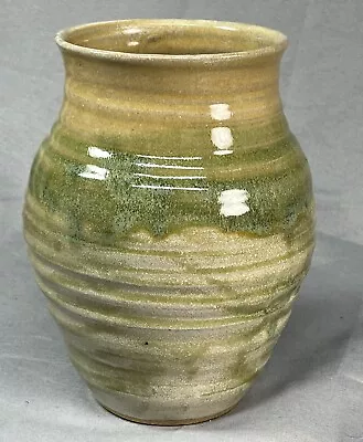 Buy Art Studio Pottery  Vase Green & Beige  Hand Thrown 7  Signed  Stoneware • 15.59£