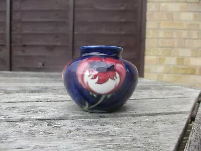 Buy Moorcroft  Pottery .   Big Poppy On Blue M55 Shape Pattern  Vase • 265£
